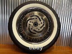 02 Harley Touring Road King FLHR FRONT WHEEL RIM W WHITE WALL TIRE & ROTORS