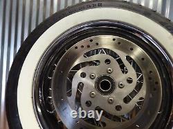 02 Harley Touring Road King FLHR FRONT WHEEL RIM W WHITE WALL TIRE & ROTORS