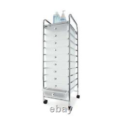 10 White Drawer Storage Wheels Office Kitchen Home Metal Trolley Plastic Shelves