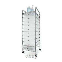 10 White Drawer Storage Wheels Office Kitchen Home Metal Trolley Plastic Shelves