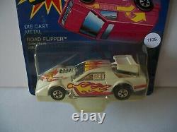 1105-HOT WHEELS CAMARO RACER FLIP OUT WHITE & CHROME With FLAMES