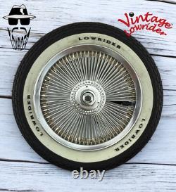 12 CHROME 144 SPOKE BICYCLE WHEEL SET 14G With LOWRIDER RASIED LETTER BRICK TIRES