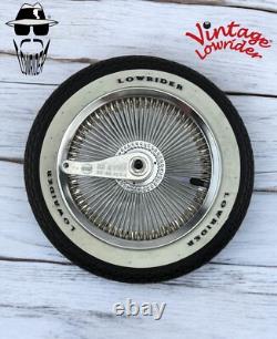 12 CHROME 144 SPOKE BICYCLE WHEEL SET 14G With LOWRIDER RASIED LETTER BRICK TIRES