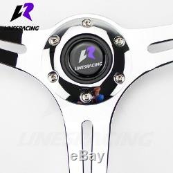 13.8 6 Bolt Polished Ivory WHITE CHROME STEERING WHEEL with Horn For For d