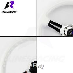 13.8 6 Bolt Polished Ivory WHITE CHROME STEERING WHEEL with Horn For VW
