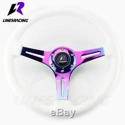 13.8 6 Bolt White Ivory Wooden Neo CHROME STEERING WHEEL with Horn For BMW