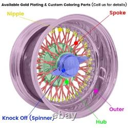 13x7 LA Wire Standard 100-Spoke Straight Lace Candy Blue/ White/Chrome (A06)