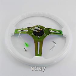 14 350mm Wood Steering Wheel 6 Bolts 1.75 Dish Chrome Spoke WithHorn Universal