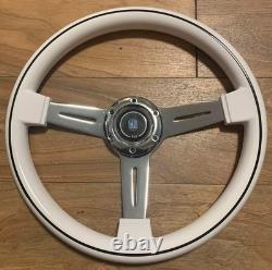 14 After Market Custom Nardi Replica Steering Wheel White & Chrome + Shift Knob