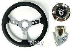14 Chrome 3 Spoke Steering Wheel, Classic White V8 Horn, 1969-1994 Chevy Cars