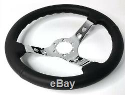 14 Chrome 3 Spoke Steering Wheel, White Chevy SS Horn, 1969-1994 Chevy Cars