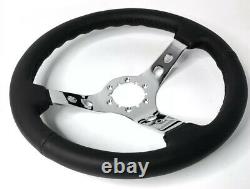 14 Chrome 3 Spoke Steering Wheel, White SS Horn, 1969-1994 Chevy Cars