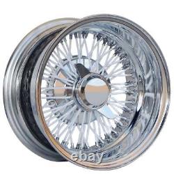 14 LA Wire Wheels Reverse 72-Spoke Cross Lace Custom White Face withChrome