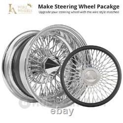 14 LA Wire Wheels Reverse 72-Spoke Cross Lace Custom White Face withChrome