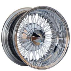 14 LA Wire Wheels Reverse 72-Spoke Cross Lace Custom White Face withChrome (W24)