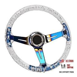 14 Transparent Acrylic Racing Steering Wheel 6 Bolt Neo White with Neo Chrome