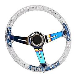 14 Transparent Acrylic Racing Steering Wheel 6 Bolt Neo White with Neo Chrome