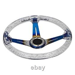14 Transparent Acrylic Racing Steering Wheel 6 Bolt Neo White with Neo Chrome