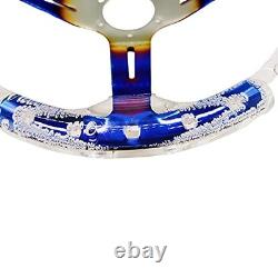 14 Transparent Acrylic Racing Steering Wheel 6 Bolt Neo White with Neo Chrome