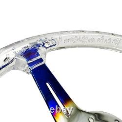 14 Transparent Acrylic Racing Steering Wheel 6 Bolt Neo White with Neo Chrome
