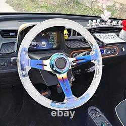14 Transparent Acrylic Racing Steering Wheel 6 Bolt Neo White with Neo Chrome