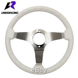 14 White Wood Grain Steering Wheel 6 Bolt 3 Dish Chrome Spoke+HORN For NISSAN