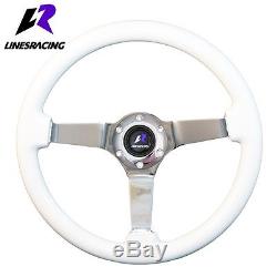 14 White Wood Grain Steering Wheel 6 Bolt 3 Dish Chrome Spoke+HORN For VW