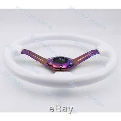 14inch White ABS Deep Dish Drift Racing Steering Wheel with Neo Chrome Spokes