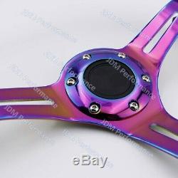 14inch White ABS Deep Dish Drift Racing Steering Wheel with Neo Chrome Spokes