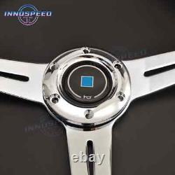 14inch White Steering Wheel with Chrome Spoke 350mm Universal JDM Racing Sport