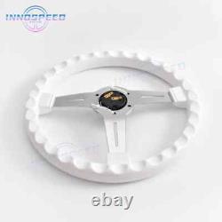 14inch White Steering Wheel with Chrome Spoke 350mm Universal JDM Racing Sport