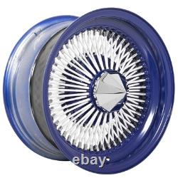 14x6 LA Wire Standard 100-Spoke Straight Lace Candy Blue/ White Spokes/Chrome
