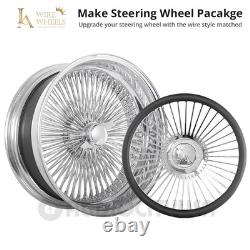 14x6 LA Wire Standard 100-Spoke Straight Lace Candy Blue/ White Spokes/Chrome