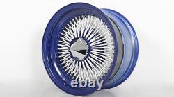 14x6 LA Wire Standard 100-Spoke Straight Lace Candy Blue/ White Spokes/Chrome