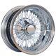 14x6 WIRE WHEELS REVERSE 72-SPOKE CROSS LACE WHITE FACE WithCHROME LIP RIMS (W40)