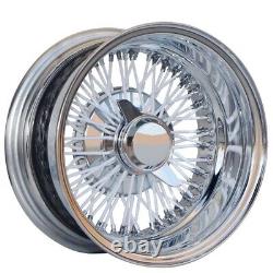 14x6 WIRE WHEELS REVERSE 72-SPOKE CROSS LACE WHITE FACE WithCHROME LIP RIMS (W40)