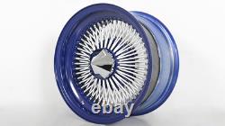 14x7 LA Wire Standard 100-Spoke Straight Lace Candy Blue/ White/Chrome (A04)