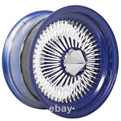14x7 LA Wire Standard 100-Spoke Straight Lace Candy Blue/ White/Chrome (A07)