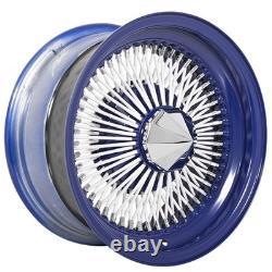 14x7 LA Wire Standard 100-Spoke Straight Lace Candy Blue/ White/Chrome (A08)
