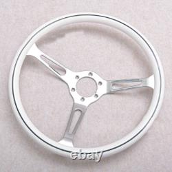 15 380mm Vintage Wood Steering Wheel Chrome Spoke 6 Bolt withHorn Button