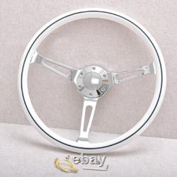 15 380mm Vintage Wood Steering Wheel Chrome Spoke 6 Bolt withHorn Button