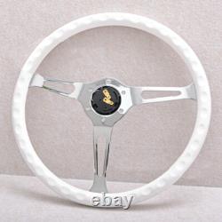 15 380mm Vintage Wood Steering Wheel Chrome Spoke 6 Bolt withHorn Button