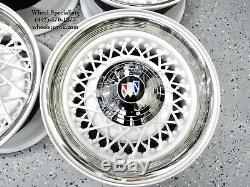 15 Buick White Chrome 52 Spoke Classic Wire Wheels 5 lug Skylark Riviera New 4