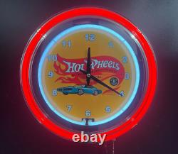15 Hot Wheels Sign Red Double Neon Wall Clock