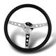15 Inch 380mm Steering Wheel 6 Bolt Black Leather White Stitch Chrome