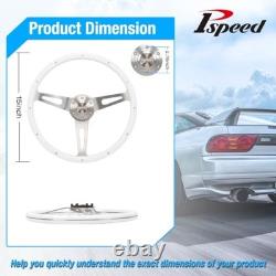 15 Inch Steering Wheel, 6 Bolt 3 Spokes Chrome-Plated