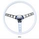 15 Mooneyes 3-Spoke Steering Wheel White Vinyl Finger Grip GS290FGWH w Horn Kit