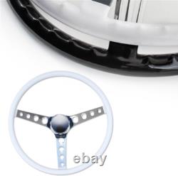 15 Mooneyes 3-Spoke Steering Wheel White Vinyl Finger Grip GS290FGWH w Horn Kit