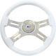 16 Inch Chrome 4 Spoke White Painted Wood Steering Wheel With Matching Bezel