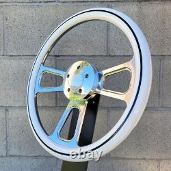 16 Inch billet Semi Truck Steering Wheel with Striped White Hydro Dipped Wrap